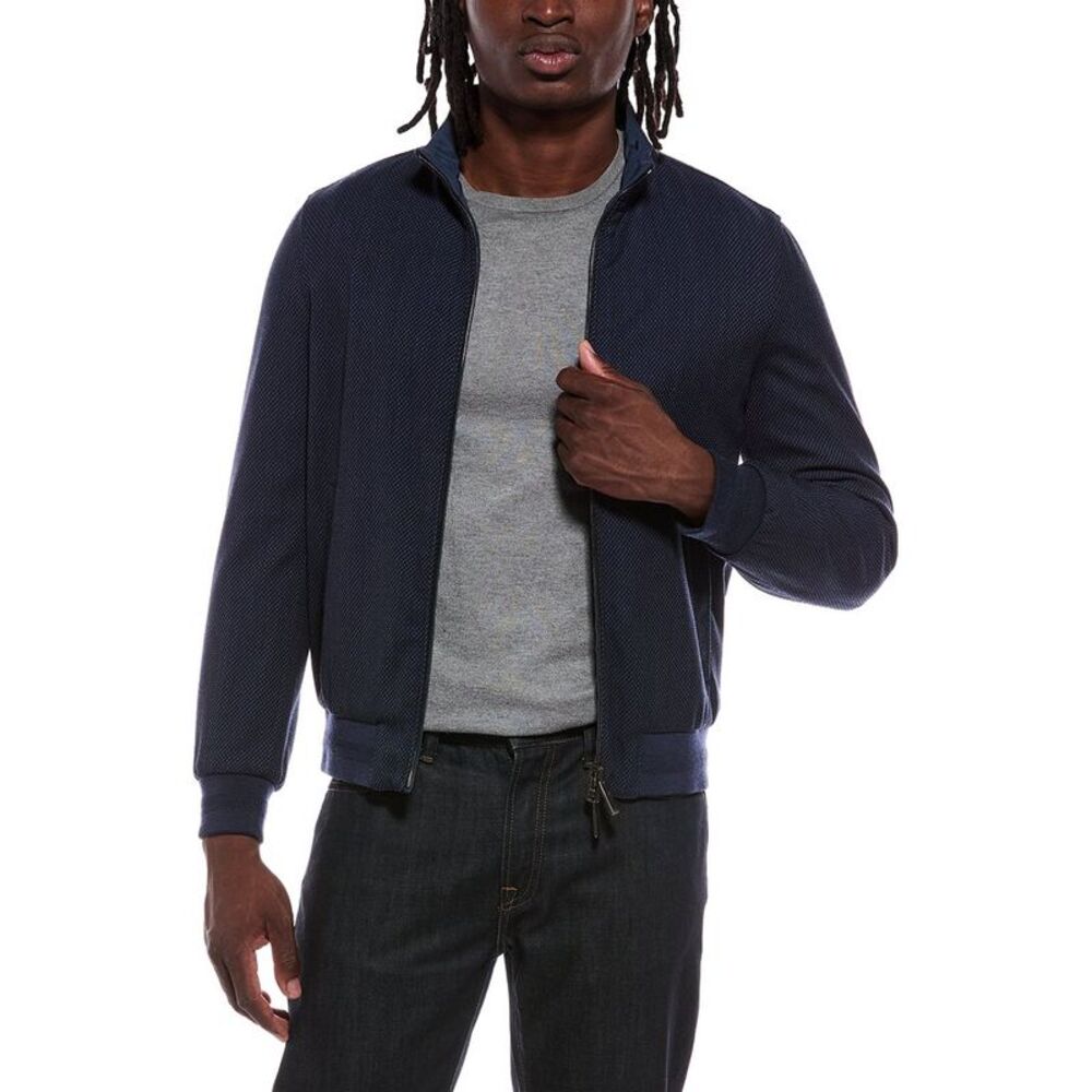 Canali Mens  Reversible Wool-Blend Bomber Jacket